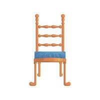 vektor trä- årgång stol med blå sitta isolerat på vit bakgrund. illustration för barn illustration, kort, taggar, barn affär, interiör skisser, design.