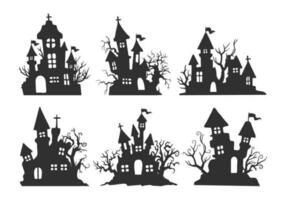 Silhouette von Vampir Schloss unheimlich Geist Haus auf Halloween Nacht. vektor