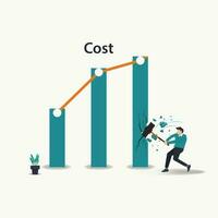 Vektor Geschäftsmann brechen das Grafik kosten. reduzieren Kosten Konzept Design Vektor Illustration