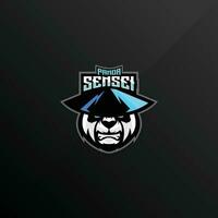 Panda Sensei Logo Esport Design Maskottchen vektor