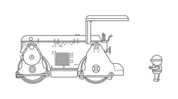 Hand gezeichnet Vektor Illustration Farbe Kinder Konstruktion Jahrgang Straße Walze Konstruktion Maschine Clip Art