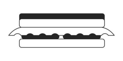 ost smörgås platt svartvit isolerat vektor objekt. friska snabb mellanmål för frukost. redigerbar svart och vit linje konst teckning. enkel översikt fläck illustration för webb grafisk design