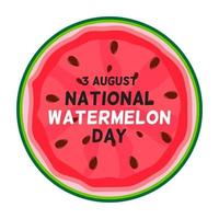 3. August Wassermelonentag Hintergrund vektor