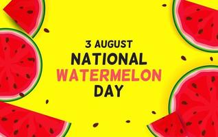 3 augusti vattenmelon dag bakgrund vektor