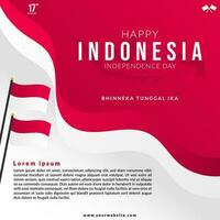 Indonesien Unabhängigkeit Tag Illustration Sozial Medien Vorlage mit wellig Flagge und Indonesien Karten vektor