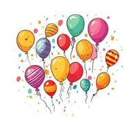 Hand gezeichnet süß Luftballons isoliert auf Weiß Hintergrund. Vorlage zum Postkarte, Banner, Poster, Netz Design. Geburtstag Party Dekoration vektor