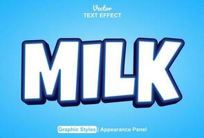 Milch Text bewirken mit Weiß Farbe Grafik Stil und editierbar. vektor