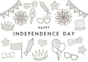 4:e juli Lycklig USA oberoende dag klotter vektor. Amerika nationell isolerat symboler element på vit bakgrund vektor