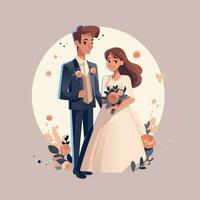 Hochzeit Braut und Bräutigam eben Vektor Illustration