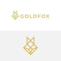 enkel modern minimal elegant lyx räv huvud logotyp design med guld Färg vektor