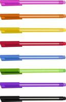 Stifte, einstellen von bunt Kugelschreiber Stifte, Schreibwaren, Lieferungen, Büro Lieferungen, Schule Lieferungen, Zeichnung Materialien vektor