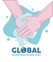 Global Handwashing Day Schriftzug mit Händewaschen vektor