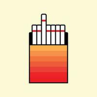 Weiß Zigarette mit rot Streifen im ein Container. rot und Orange Zigarette Box Design zum Branding. vektor