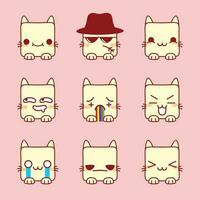 süß kawaii Katze Emoji einstellen vektor