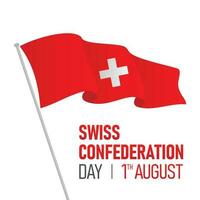 affisch för swiss konfederation dag med schweiz flagga vektor