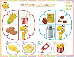 Logik Arbeitsblatt Bild Analogien zum Kinder sind lehrreich Übungen Das Hilfe Kinder sich entwickeln logisch Argumentation Kompetenzen durch Identifizierung Beziehungen zwischen Bilder. Sie verbessern kritisch Denken vektor