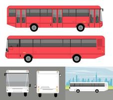 weiße und rote Busse Modellautos Fahrzeugikonen vektor