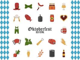 Bündel von zweiundzwanzig Oktoberfest-Set-Ikonen vektor