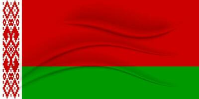 das National Flagge von Weißrussland mit das bewirken von Seide Stoff. 3d Illustration, Vektor