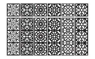 dekorativ schwarz Muster mit Weiß Hintergrund, geometrisch, islamisch und Blumen- Vorlage zum cnc Laser- Schneiden vektor