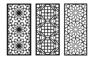 dekorativ schwarz Muster mit Weiß Hintergrund, geometrisch, islamisch und Blumen- Vorlage zum cnc Laser- Schneiden vektor