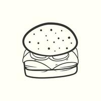 burger klotter ikon. ritad för hand burger illustration vektor