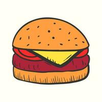 Burger Gekritzel Symbol Illustration. handgemalt Burger Vektor