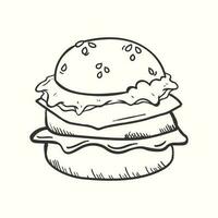Hand gezeichnet Burger Illustration im retro Jahrgang Stil. vektor