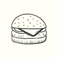 burger klotter ikon. ritad för hand burger vektor