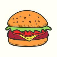 Burger Gekritzel Symbol Illustration. handgemalt Burger Illustration vektor