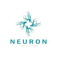 neuron, tång eller nerv cell logotyp designmolekyl logotyp illustration mall ikon med vektor begrepp