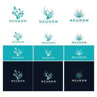 neuron, tång eller nerv cell logotyp designmolekyl logotyp illustration mall ikon med vektor begrepp