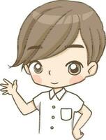 Schule Junge Karikatur Gekritzel kawaii Anime Färbung Seite süß Illustration Zeichnung Charakter Chibi Manga Comic vektor
