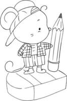 Ratte Karikatur Gekritzel kawaii Anime Färbung Seite süß Illustration Zeichnung Clip Kunst Charakter Chibi Manga Comic vektor