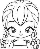 Mädchen Karikatur Gekritzel kawaii Anime Färbung Seite süß Illustration Zeichnung Charakter Chibi Manga Comic vektor