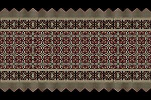 blommig korsa sy broderi på svart bakgrund.geometrisk etnisk orientalisk mönster traditionell.aztec stil abstrakt vektor illustration.design för textur, tyg, kläder, inslagning, dekoration, matta.