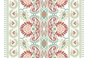 ikat blommig paisley broderi på vit bakgrund.ikat etnisk orientalisk mönster traditionell.aztec stil abstrakt vektor illustration.design för textur, tyg, kläder, inslagning, dekoration, halsduk, tryck