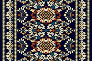 Ikat Blumen- Paisley Stickerei auf lila hintergrund.ikat ethnisch orientalisch Muster traditionell.aztekisch Stil abstrakt Vektor illustration.design zum textur, stoff, kleidung, verpackung, dekoration, teppich.