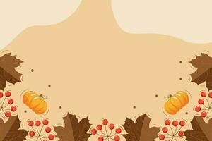 Herbst Hintergrund mit Blätter, Kürbisse und Beeren . können Sein benutzt zum Einkaufen Verkauf, Promo Poster, Banner, Flyer, Einladung, Webseite. Vektor Illustration