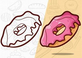 Karikatur Stil Donuts Kuchen Kunst Illustration vektor