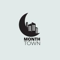 Mond und Stadt einfach Logo Design Vektor