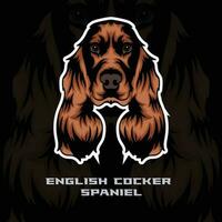 Englisch Cocker Spaniel Hund Gesicht Vektor Lager Illustration, Hund Maskottchen Logo, Hund Gesicht Logo Vektor