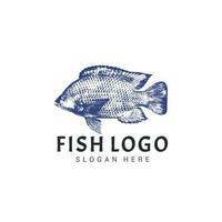 Jahrgang Fisch Logo Design Vorlage vektor