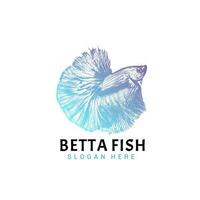 Jahrgang Betta Fisch Logo Design Vorlage vektor