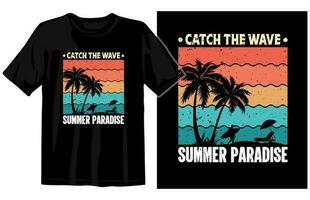 Sommer- Jahrgang T-Shirt Design, Sommer- Tee Design Vektor, Sommer- Strand Ferien t Hemden, Sommer- Surfen t Hemd vektor