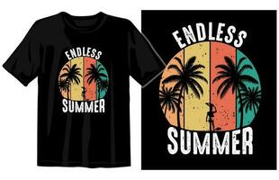 Sommer- Jahrgang T-Shirt Design, Sommer- Tee Design Vektor, Sommer- Strand Ferien t Hemden, Sommer- Surfen t Hemd vektor