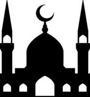 Moschee Vektor Illustration. Silhouette Moschee Symbol zum Zeichen und Symbol von Muslim Anbetung Ort. Moschee Symbol von Islam Religion und Muslim Glaube. Platz von Muslim zu beten