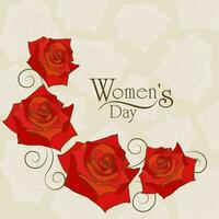 glücklich Damen Tag Feierlichkeiten Gruß Karte Design dekoriert mit schön Blumen auf abstrakt Hintergrund. vektor