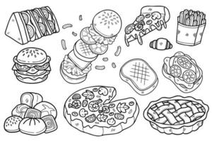 Hand gezeichnet schnell Essen Sammlung im eben Stil Illustration zum Geschäft Ideen vektor