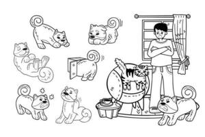 Hand gezeichnet Shiba inu Hund und Familie Sammlung im eben Stil Illustration zum Geschäft Ideen vektor